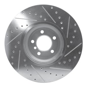 BMW ALPINA B7 Brake Rotor (1) - Front Left - R1 Concepts - Drilled & Slotted - Silver - `07-`08